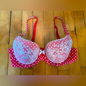 Victoria’s Secret Body by Victoria Lined Demi in Red with lace and polka dots